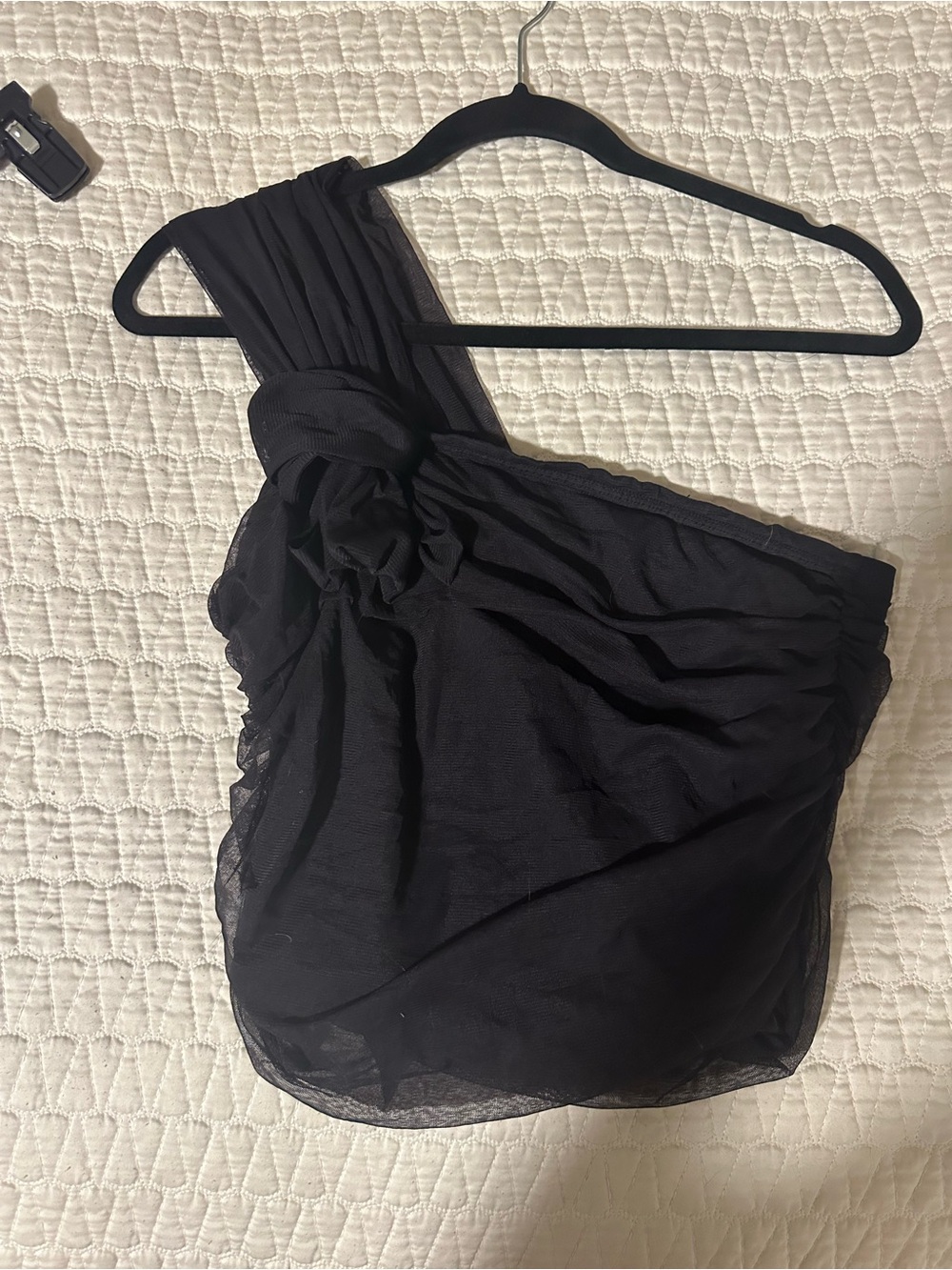 Anthropologie Black One-Shoulder Knot-Accent Dress